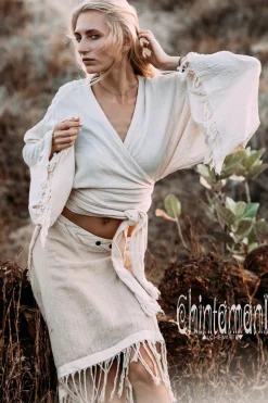 Cotton Wrap Skirt / Beige