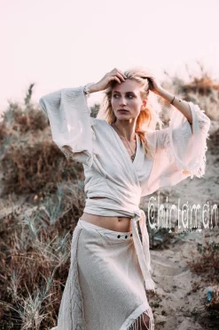 Cotton Wrap Skirt / Beige