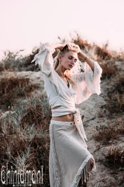 Cotton Wrap Skirt / Beige