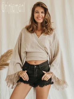 Cotton Wrap Top / Beige