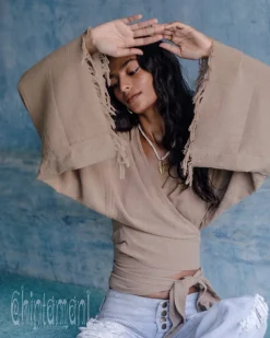 Cotton Wrap Top / Coffee