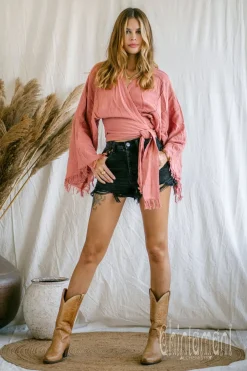 Cotton Wrap Top / Pink