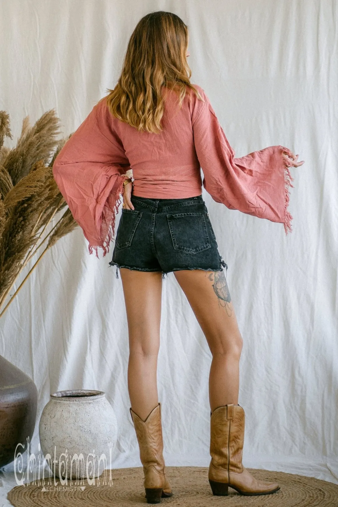 Cotton Wrap Top / Pink