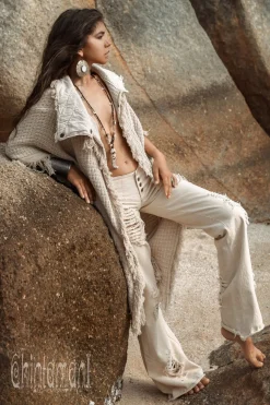 Flared Denim Pants / White