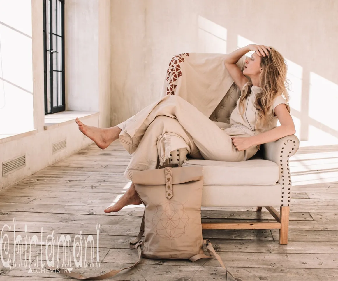 Flower RollTop Backpack / Beige