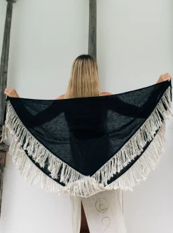 Fringe Boho Shawl / Black