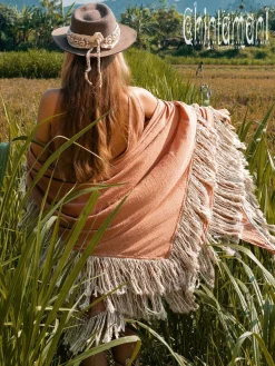 Fringe Boho Shawl / Dusty Pink