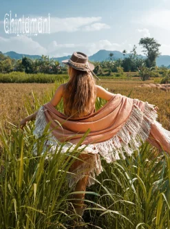 Fringe Boho Shawl / Dusty Pink