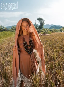 Fringe Boho Shawl / Dusty Pink