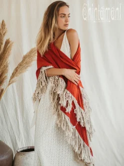 Fringe Boho Shawl / Red Ochre