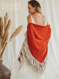 Fringe Boho Shawl / Red Ochre