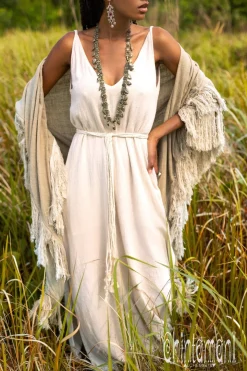 Fringe Boho Shawl / Sage Green