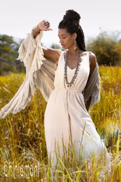 Fringe Boho Shawl / Sage Green