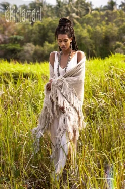 Fringe Boho Shawl / Sage Green