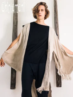 Fringe Linen Kimono / Gray