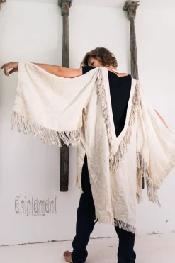 Fringe Linen Kimono / Off White Cream