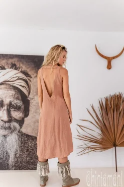 Fringe Linen Mini Dress / Dusty Rose