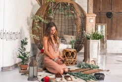 Fringe Linen Mini Dress / Dusty Rose