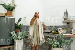 Fringed Cotton Poncho / Off White