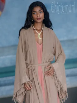 Fringed Kimono / Coffee