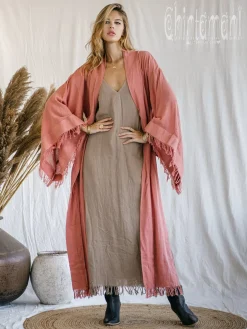 Fringed Kimono / Pink