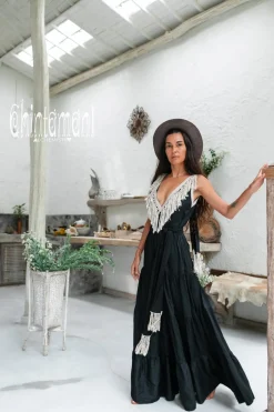 Fringed Maxi Dress / Black