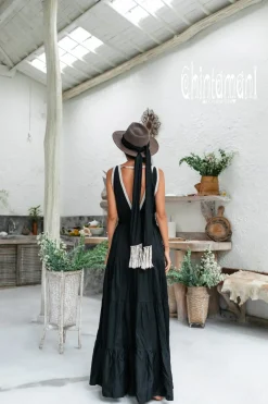 Fringed Maxi Dress / Black