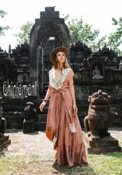 Fringed Maxi Dress / Dusty Pink
