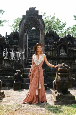 Fringed Maxi Dress / Dusty Pink