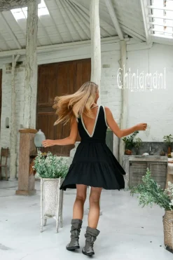 Fringed Midi Dress / Black