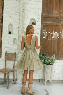 Fringed Midi Dress / Sage