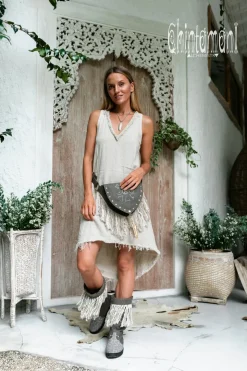 Fringy Banana Bag / Dark Gray