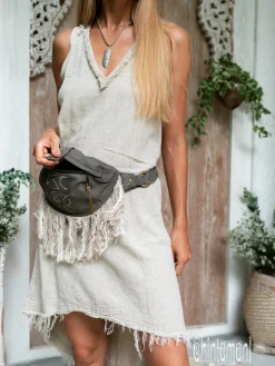 Fringy Banana Bag / Dark Gray
