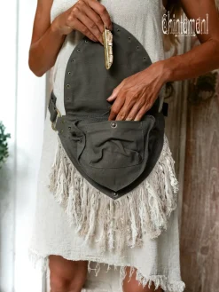 Fringy Banana Bag / Dark Gray