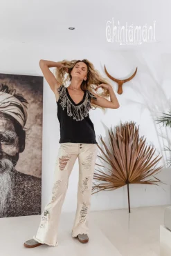 Fringy Linen Top / Black