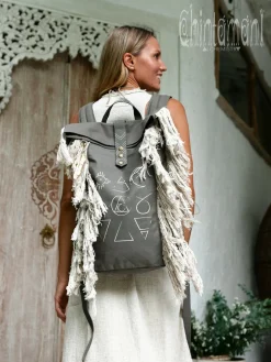 Fringy RollTop Backpack / Dark Gray