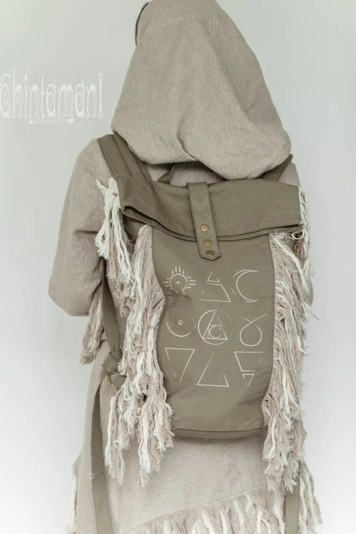 Fringy RollTop Backpack / Army Green