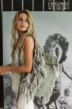 Fringy RollTop Backpack / Army Green