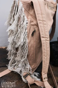 Fringy RollTop Backpack / Beige