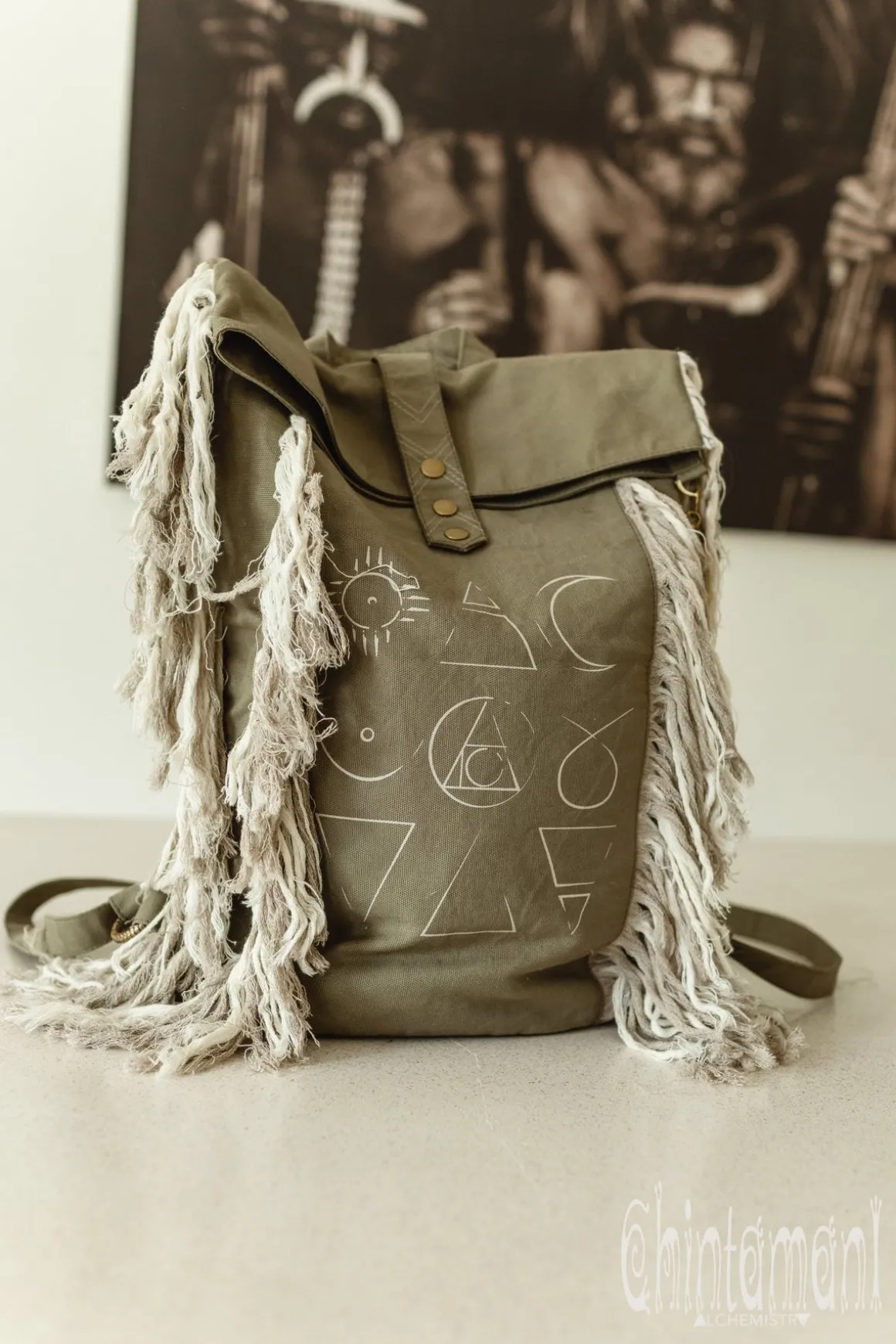 Fringy RollTop Backpack / Army Green
