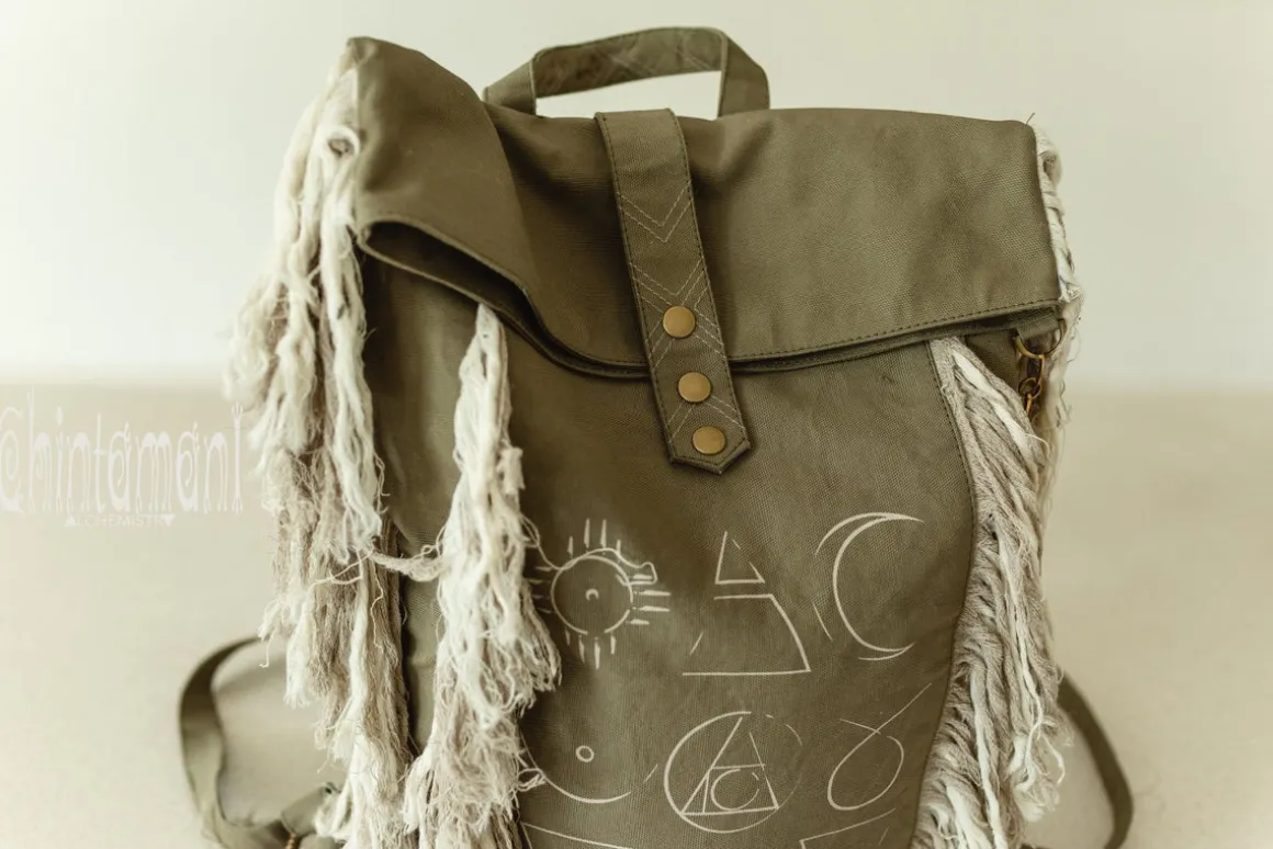 Fringy RollTop Backpack / Army Green