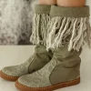 Fringy Tribal Boots / Army Green