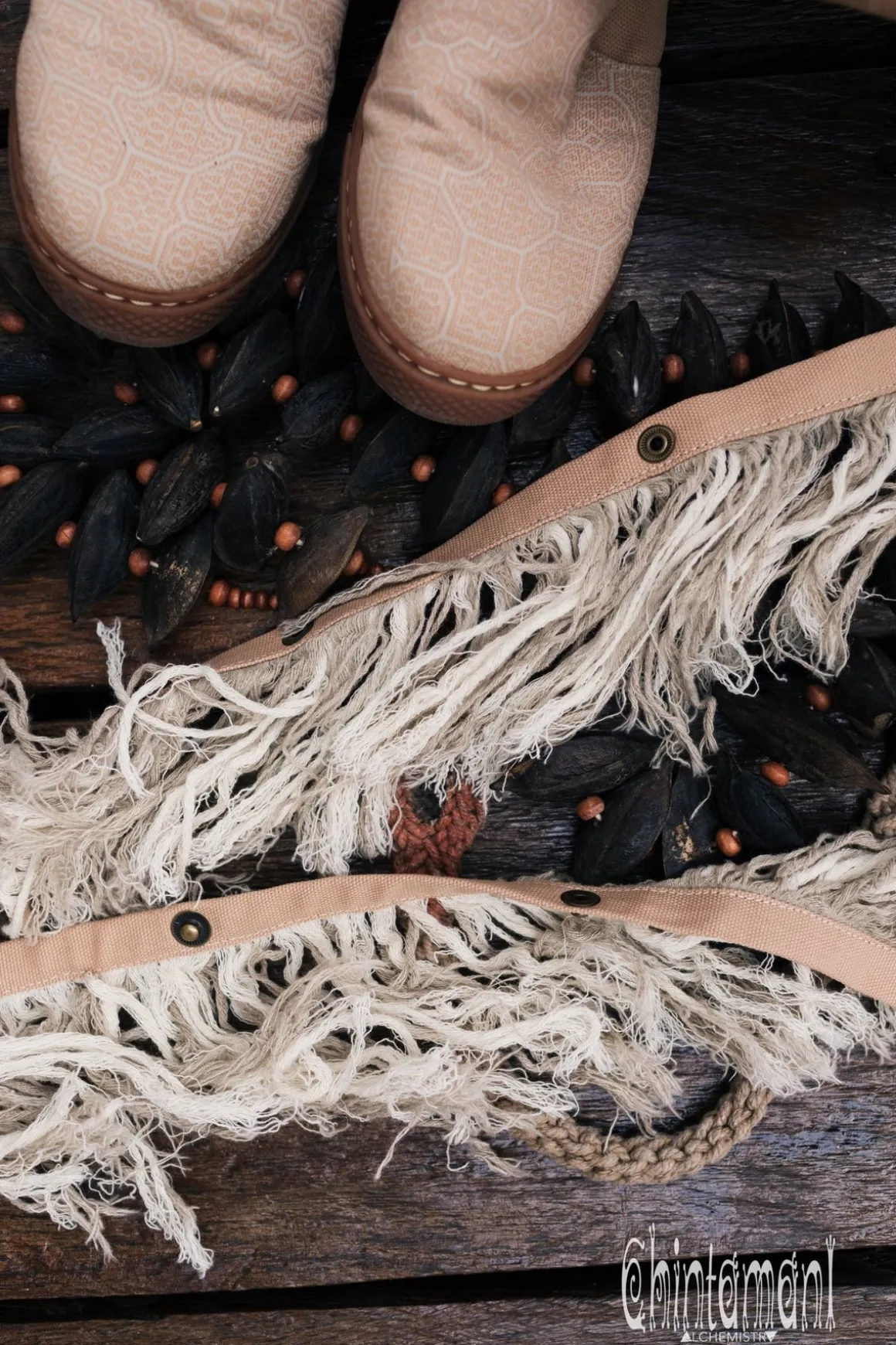 Fringy Tribal Boots / Beige