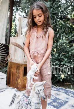 Girls Linen Dress / Dusty Pink