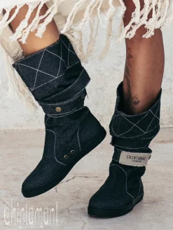 High Denim Boots / Black