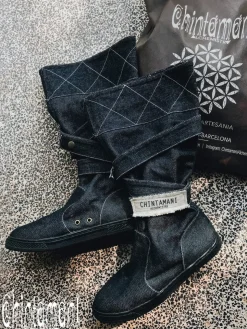 High Denim Boots / Black