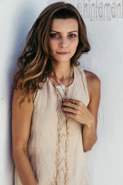 High Low Cotton Dress / Beige