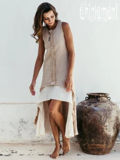 High Low Cotton Dress / Beige