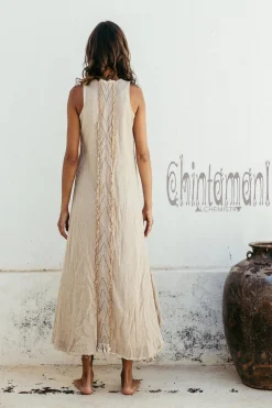 High Low Cotton Dress / Beige