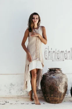 High Low Cotton Dress / Beige